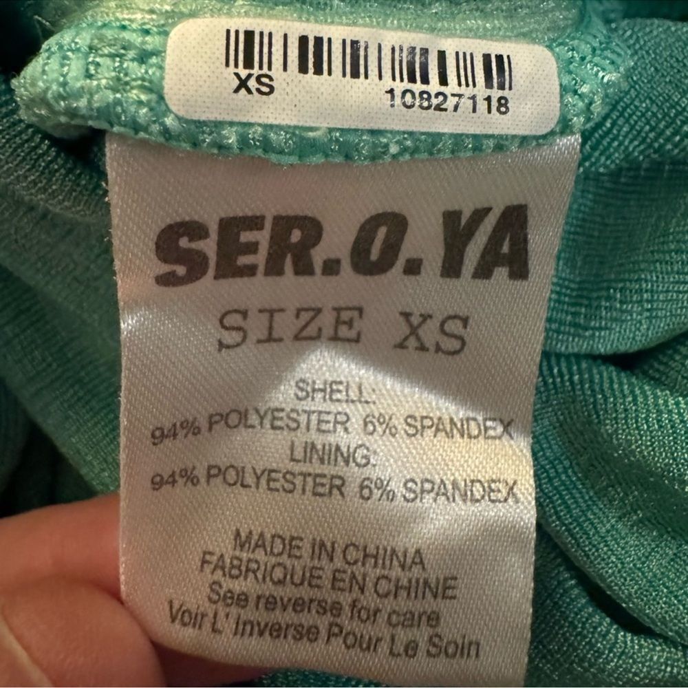 NWT SER.O.Ya Women's Windsor Mini Off The Shoulder Dress in Pistachio Size XS - Picture 4 of 7